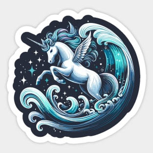 Surfing Unicorn Sticker